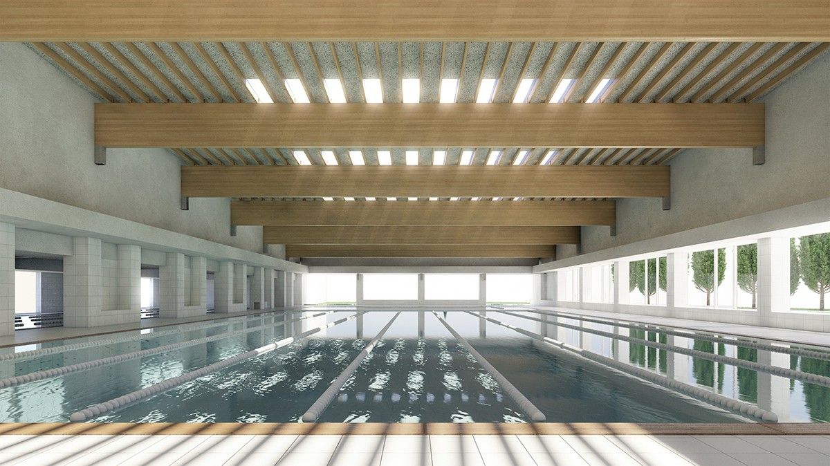 Recreació  virtual de l'interior de la nova piscina coberta del CN Olot