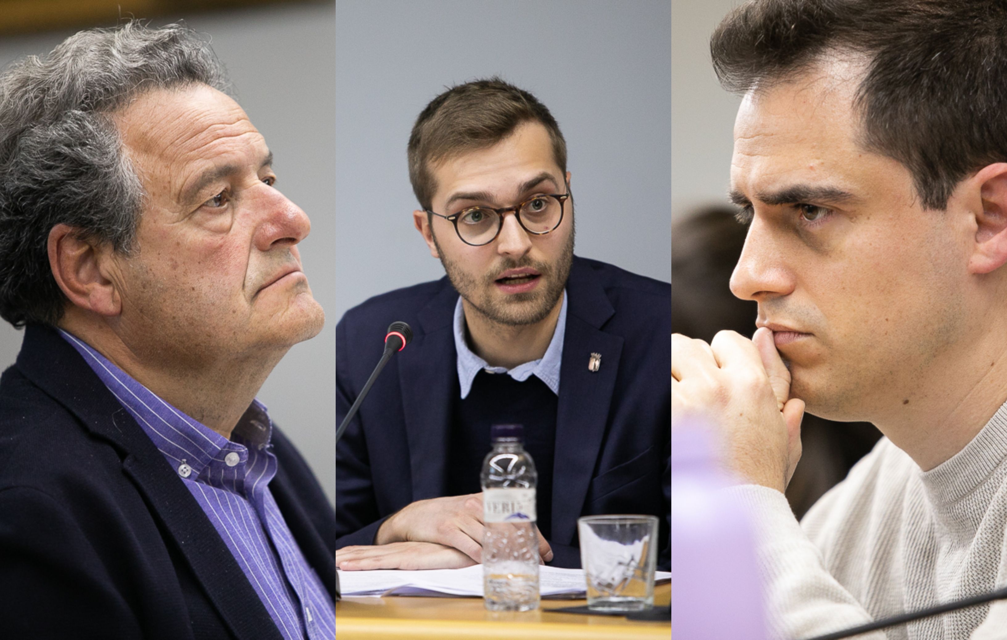 Josep Guix del PSC; Agustí Arbós, regidor d'Hisenda; i Jordi Gasulla de la CUP