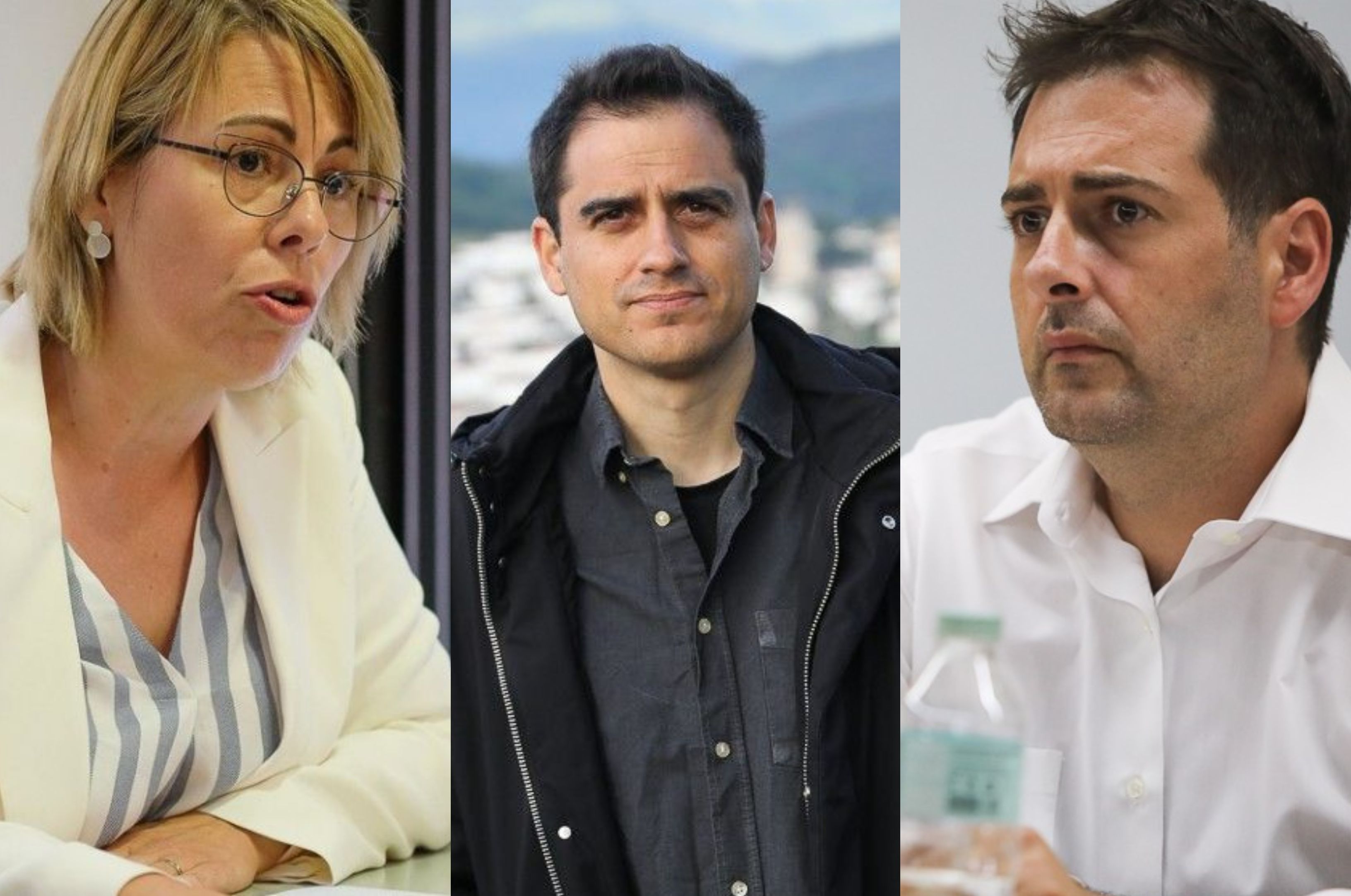 D'esquerre a dreta: Marina Alegre del PSC, Jordi Gasulla de la CUP i Jordi Rubio d'Activem Olot