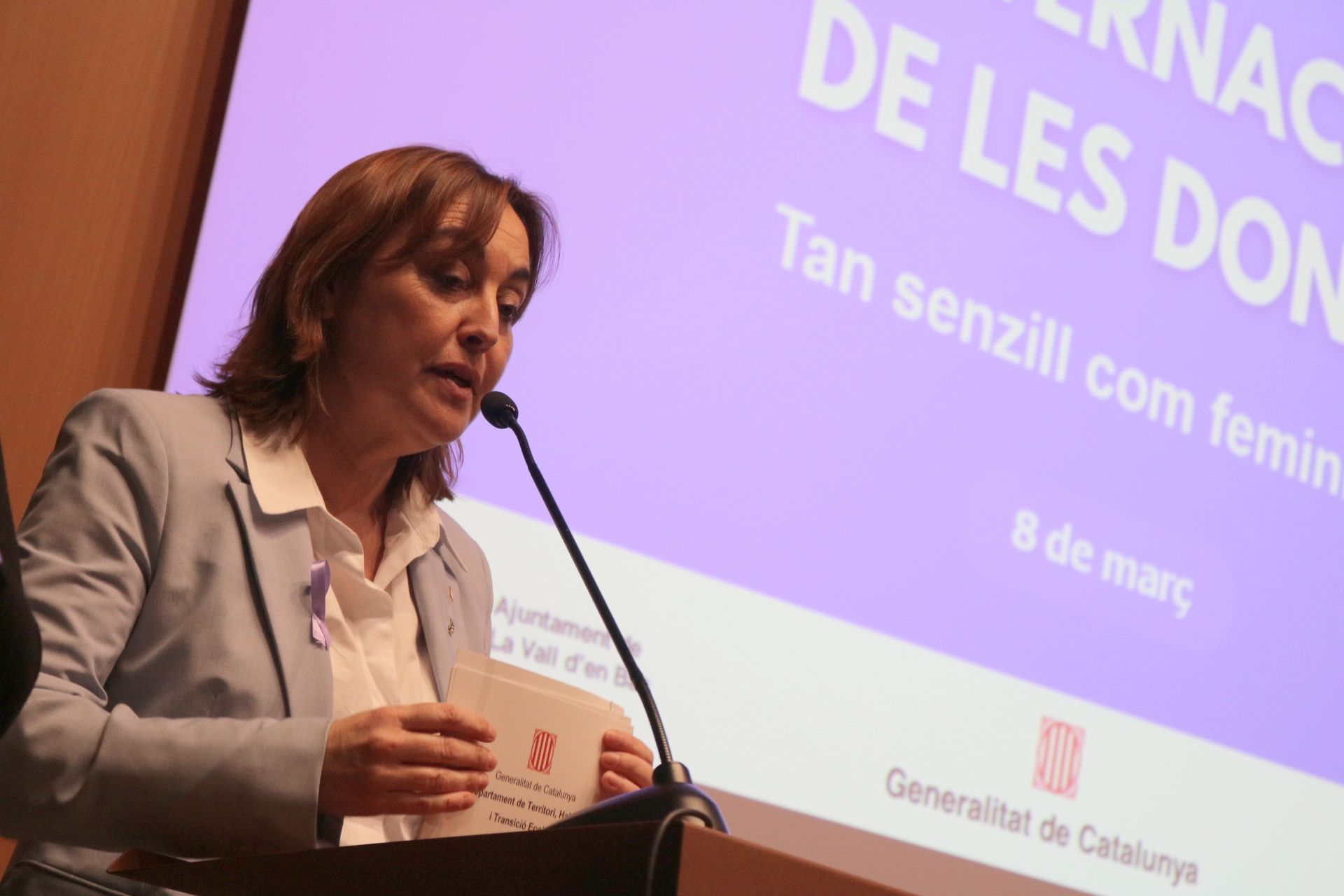 Sílvia Paneque durant l'acte d'aquest divendres a la Vall d'en Bas