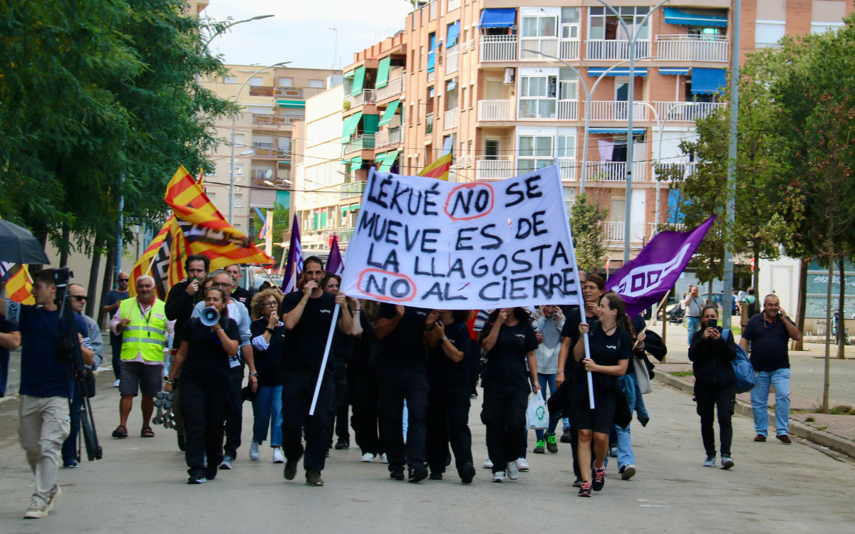 Treballadors durant la protesta