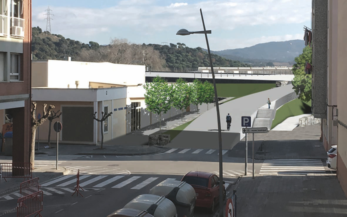 Render de la segona fase de la integració del soterrament a Montmeló