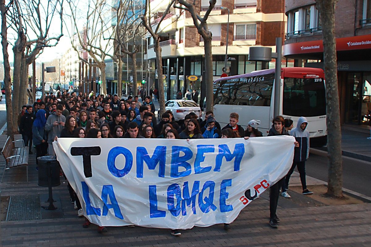 La protesta d'estudiants, a la rambla d'Ègara.