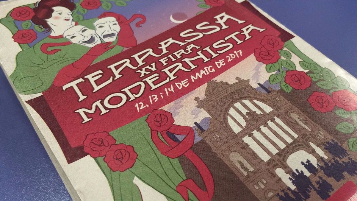 Portada del programa de la XV Fira Modernista de Terrassa, amb el Teatre Principal.