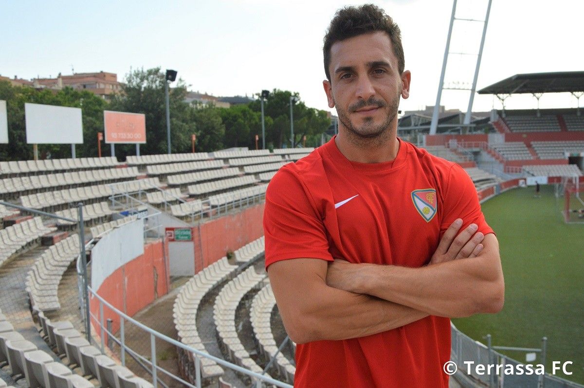 Fran Piera, nova incorporació del Terrassa FC, a l'Estadi Olímpic