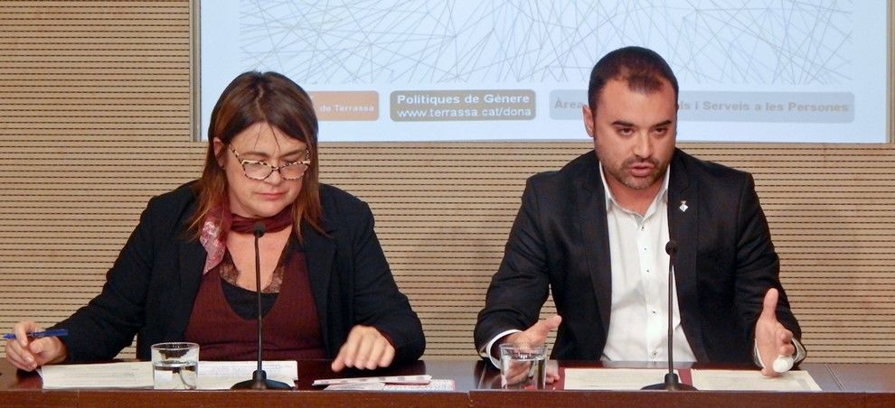 Lluïsa Melgares i l'alcalde de Terrassa, Jordi Ballart, en una imatge d'arxiu.