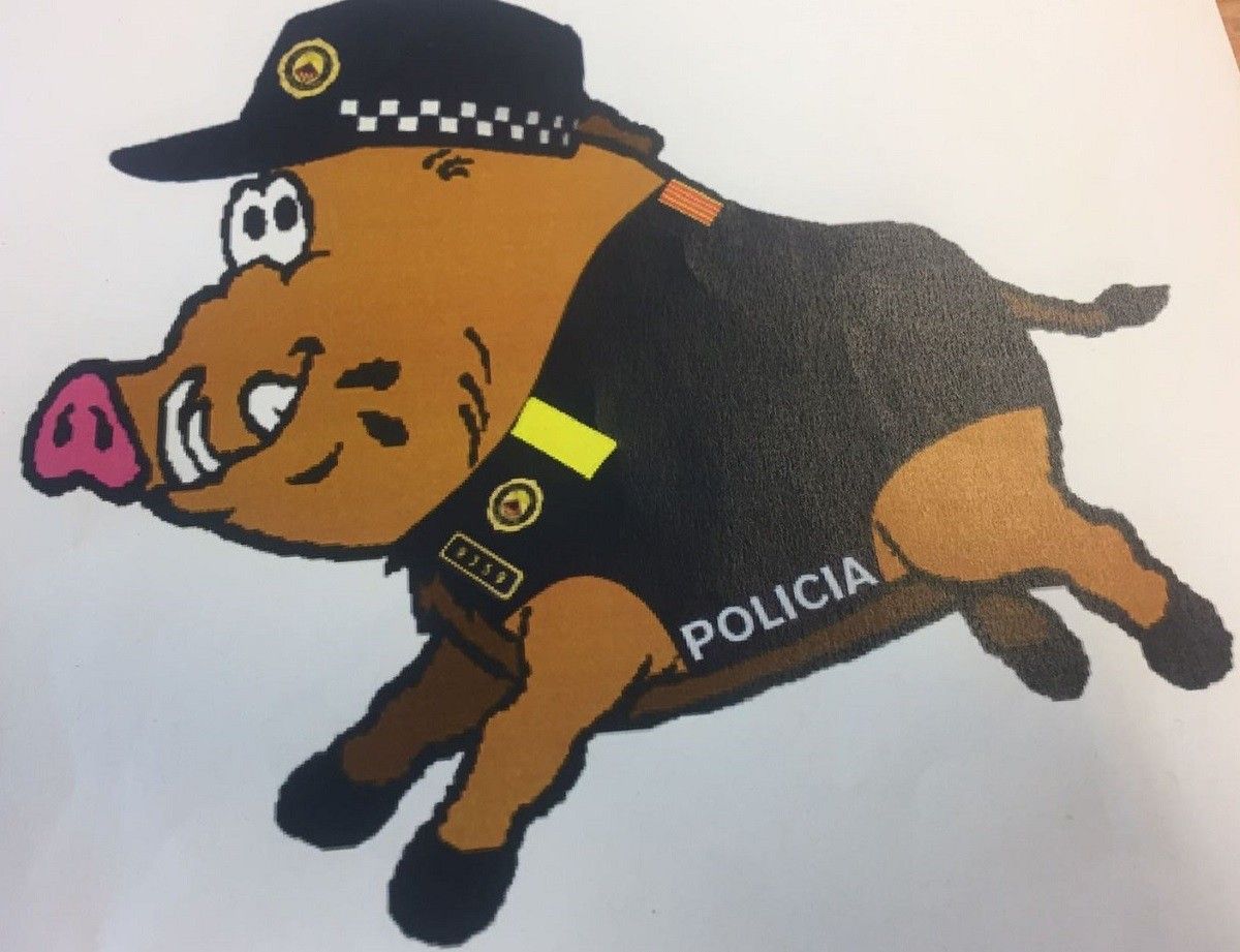 La nova mascota de la Policia Local de Sant Cugat és un porc senglar.