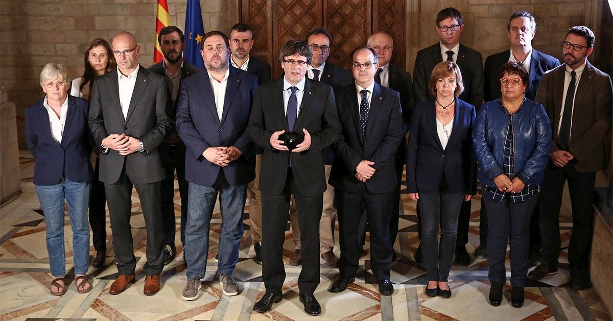 Carles Puigdemont, en la compareixença a Palau