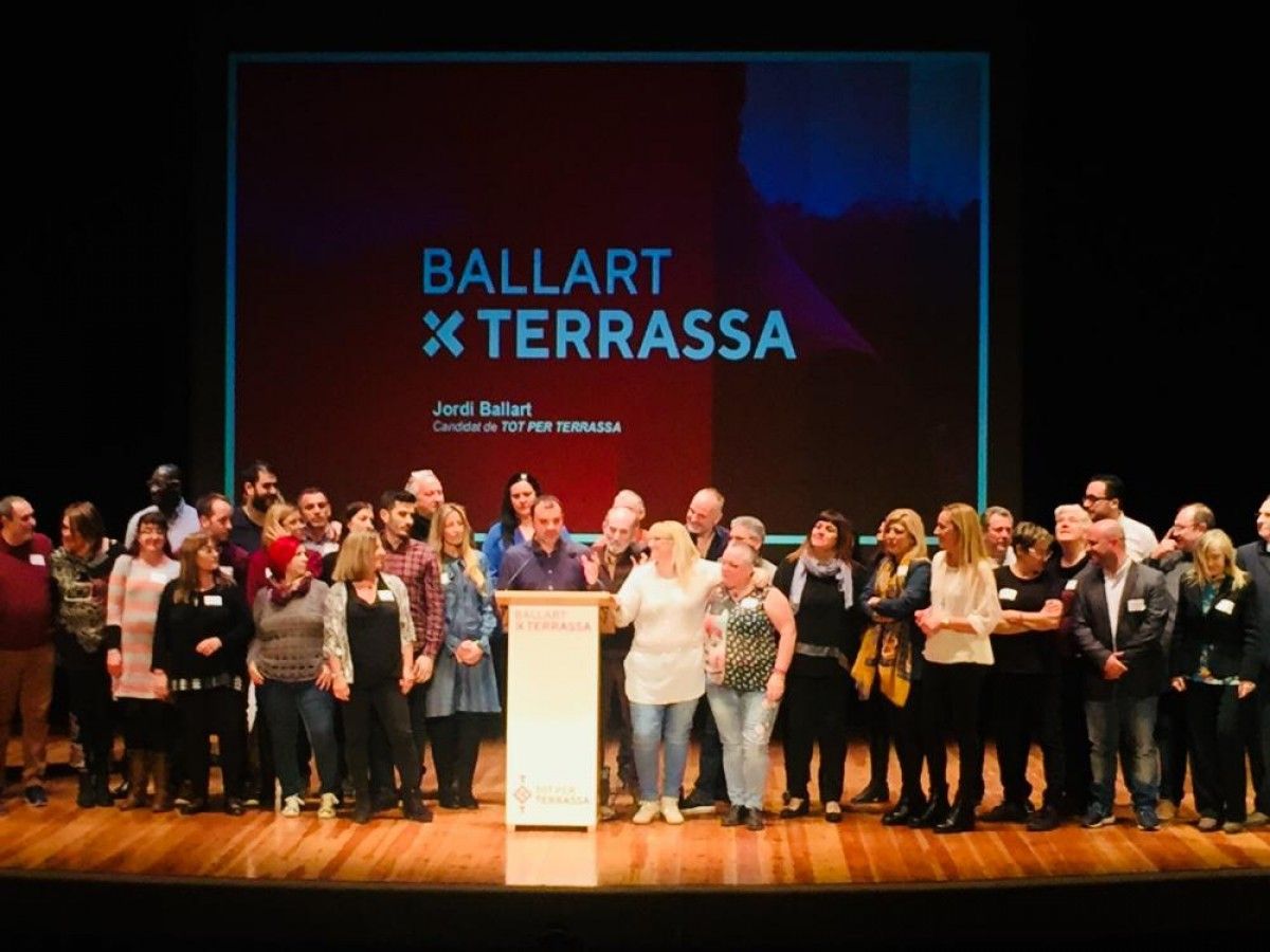 Jordi Ballart durant la presentació de Tot per Terrassa. 