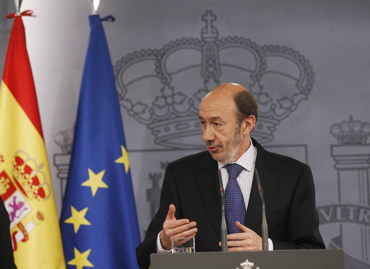 Rubalcaba, en una roda de premsa com a portaveu del govern espanyol a la Moncloa