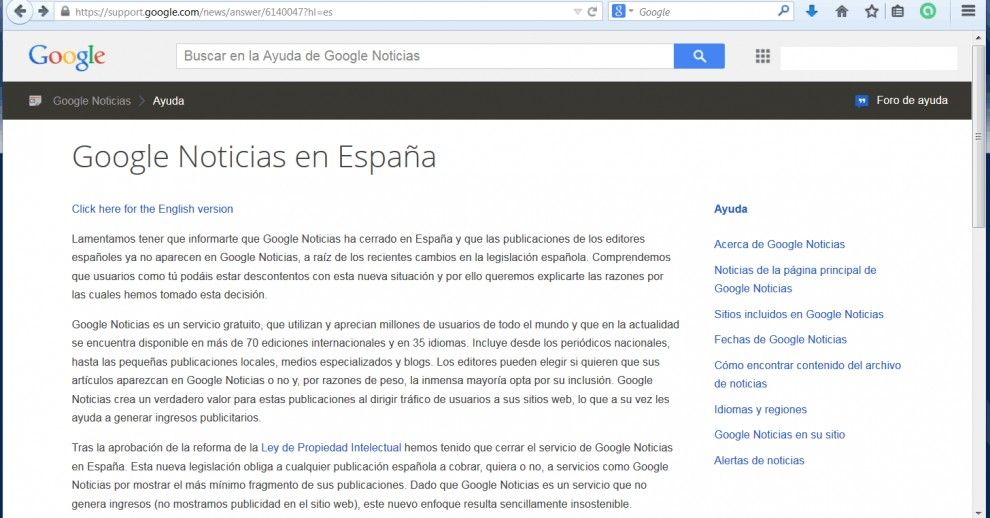 Portada de Google News Espanya des d'aquesta nit.