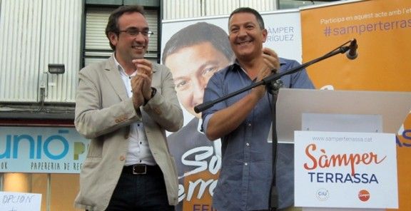 Miquel Sàmper i Josep Rull, en l'acte de final de campanya
