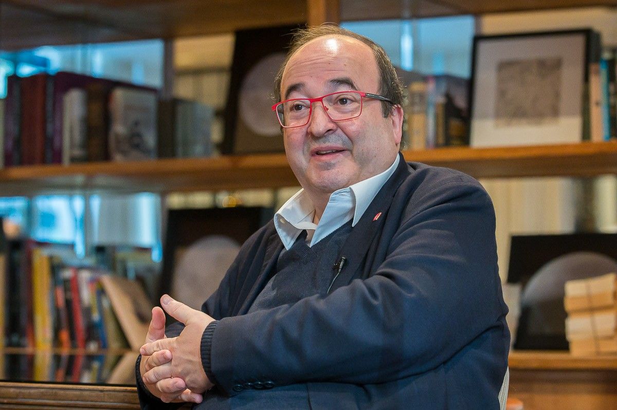 El líder del PSC, Miquel Iceta, durant l'entrevista amb NacióDigital a l'hotel H10 Metropolitan de Barcelona