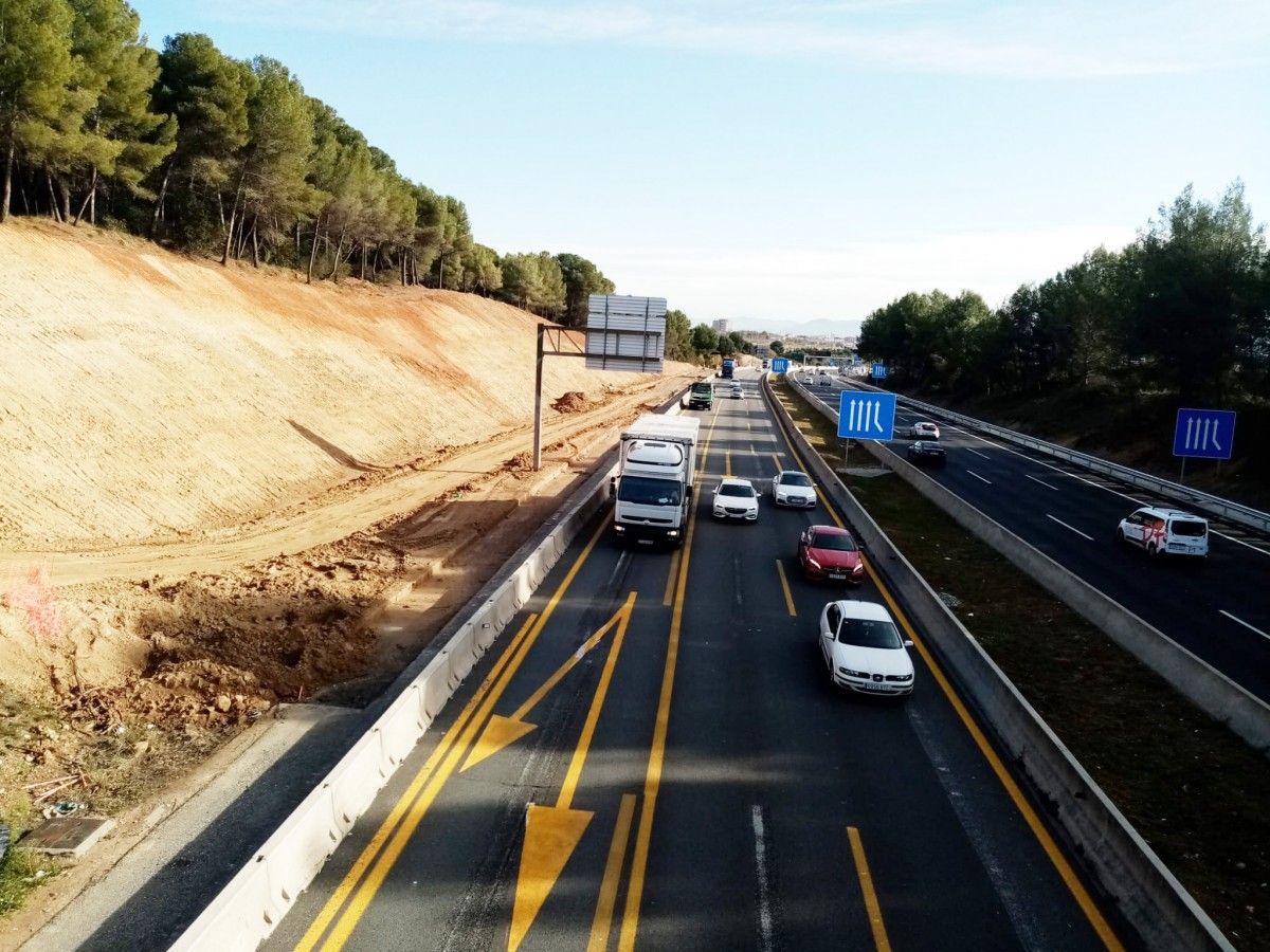 Les obres d'ampliació de la C-58, entre Sabadell i Terrassa.