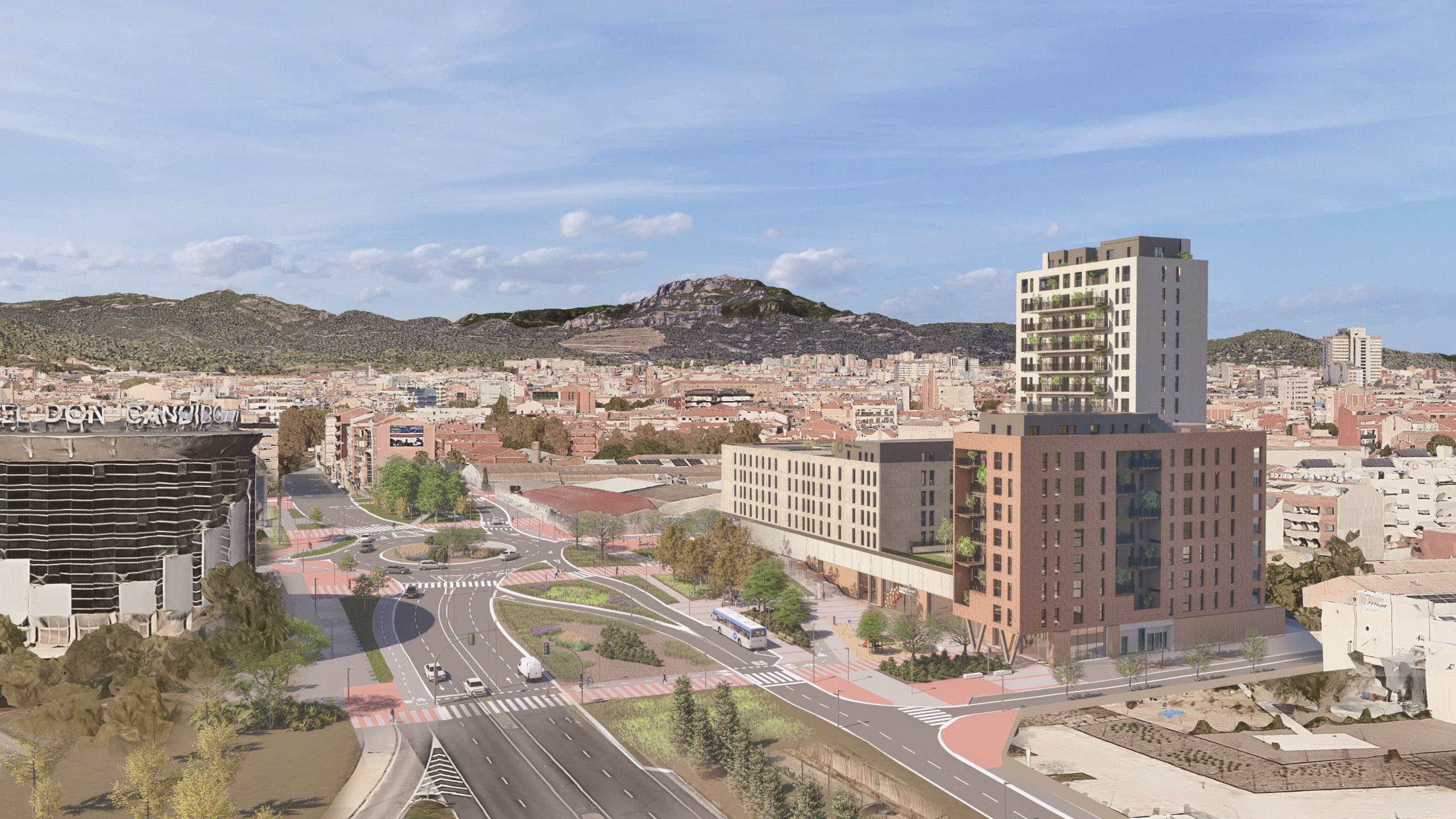 Simulació de com serà l'entrada a Terrassa a través de la Rambleta del Pare Alegre quan acabi la reforma urbanística