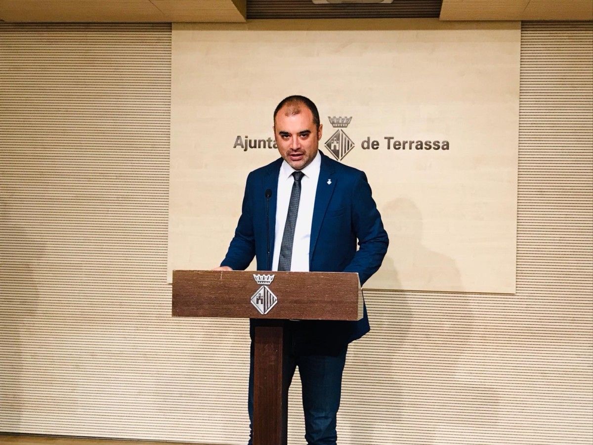 L'alcalde de Terrassa, Jordi Ballart, durant la compareixença institucional sobre la sentència 1-O