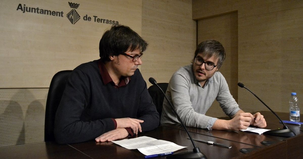 Xavi Matilla i Marc Grau, en l'anunci de la renúncia com a regidor de TeC 