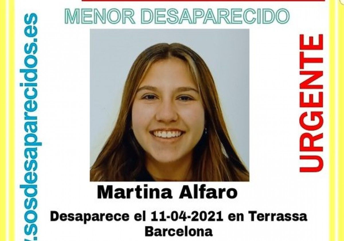 La Martina Alfaro ha desaparegut a Terrassa diumenge 11 d'abril. 