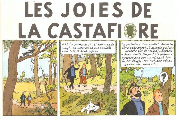 Una vinyeta del Tintín traduïda per Joaquim Ventalló