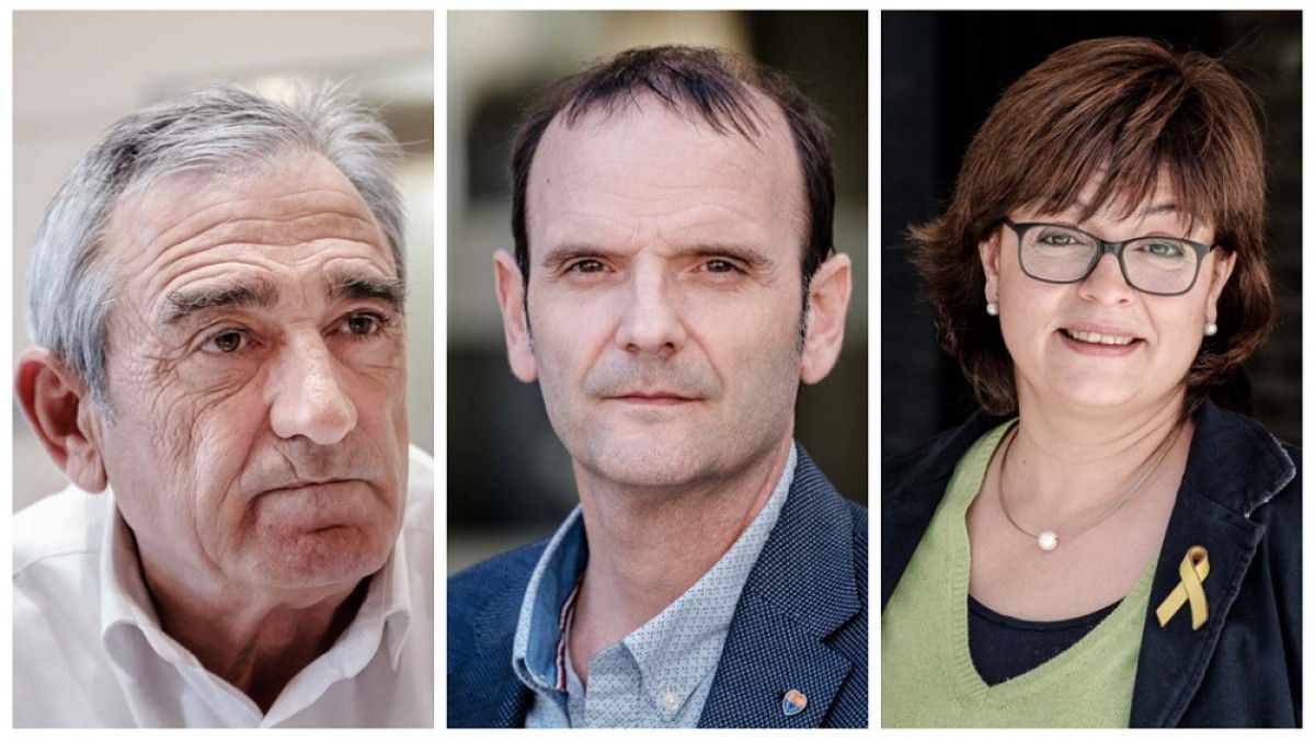 Els portaveus de l'oposició de Terrassa, Alfredo Vega, Javier González i Meritxell Lluís.