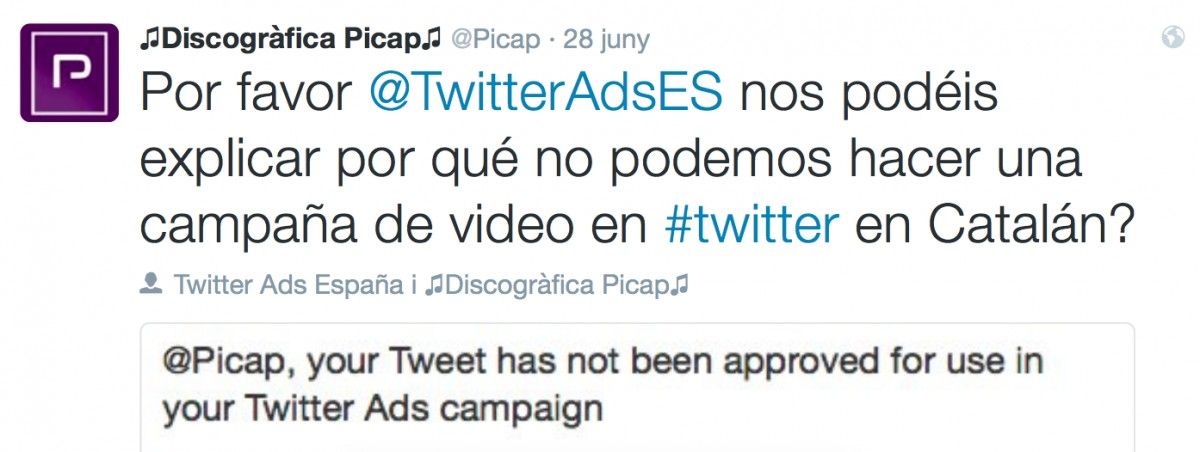 La discogràfica Picap denuncia la censura del català
