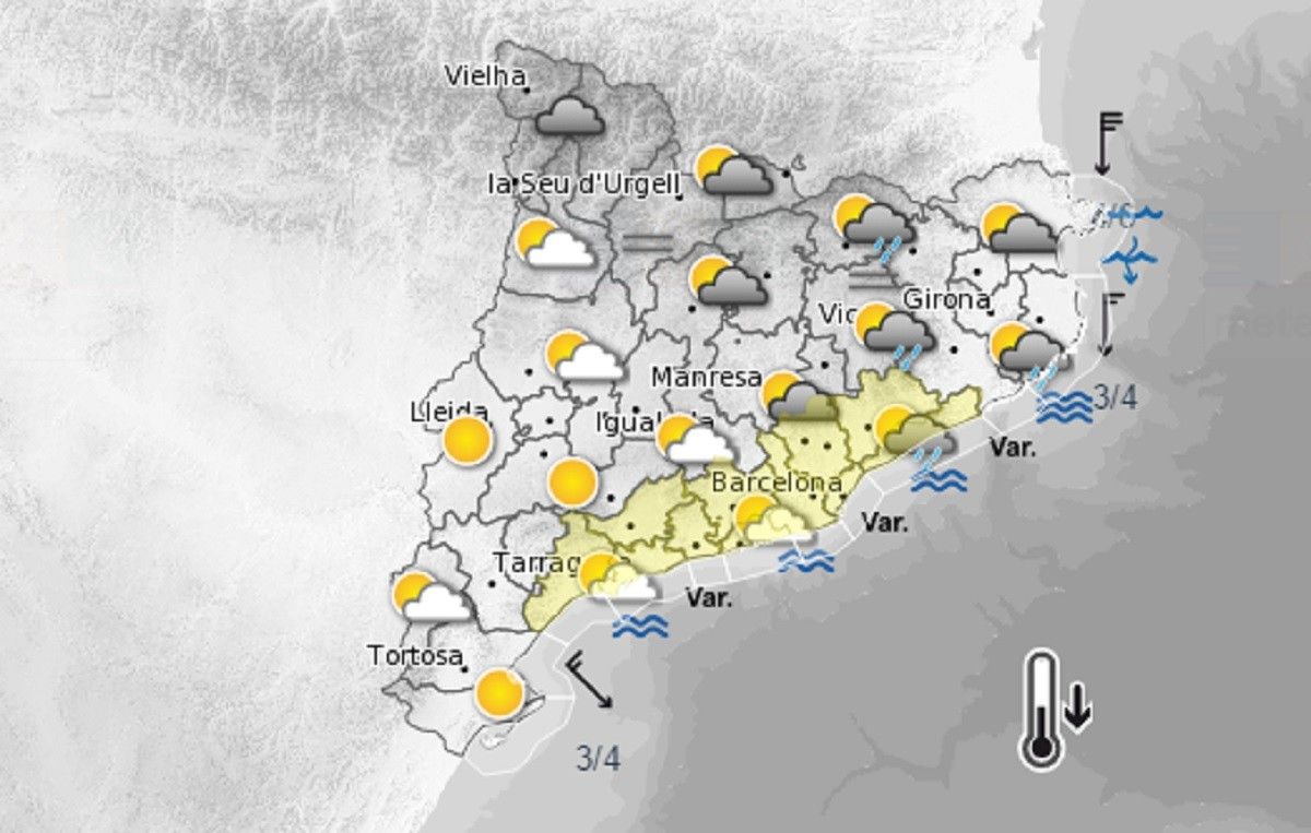 Mapes de l'Avís de Perill per pluja per divendres