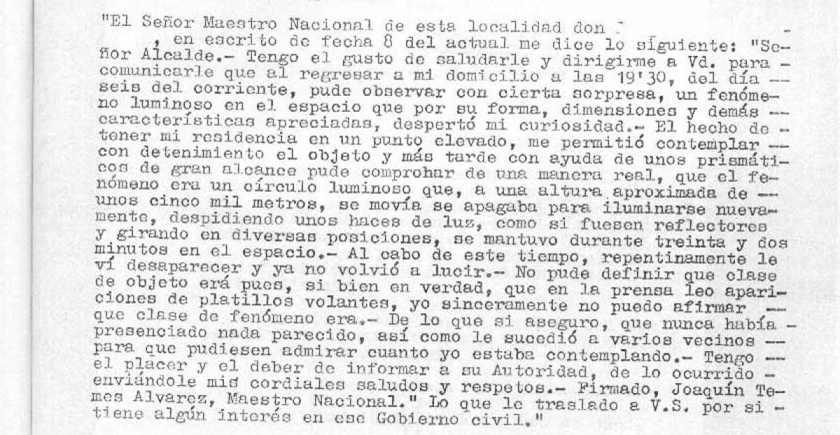 La carta del mestre Joaquín Temes Álvarez explicant el succés al Govern Civil de Barcelona