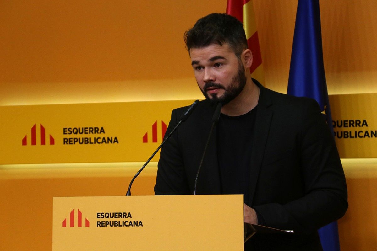 Gabriel Rufián, en roda de premsa a la seu d'ERC