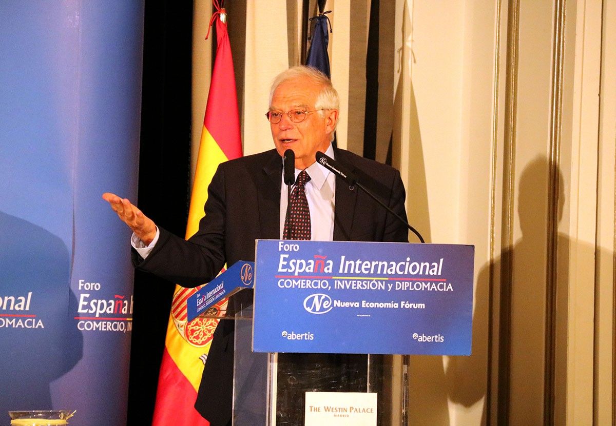 El ministre d'Exteriors, Josep Borrell, en u esmorzar informatiu a Madrid.