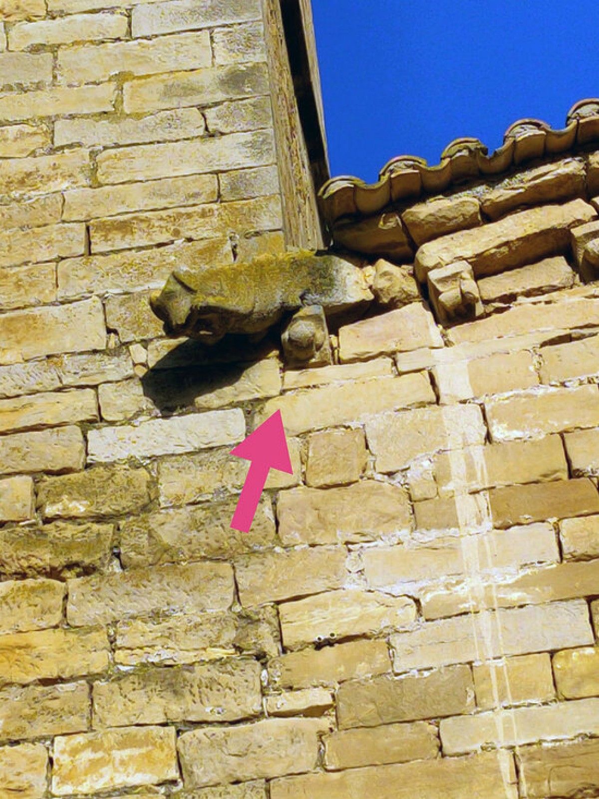 Pla mitjà on es poden veure alguns dels problemes estructurals de l'església de Santa Maria de Guimerà que han portat a l'Arquebisbat de Tarragona a tancar-la de forma urgent per seguretat.