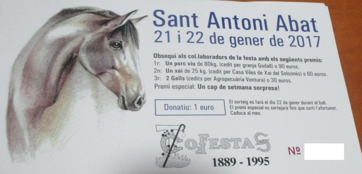 Butlleta del sorteig de Sant Antoni