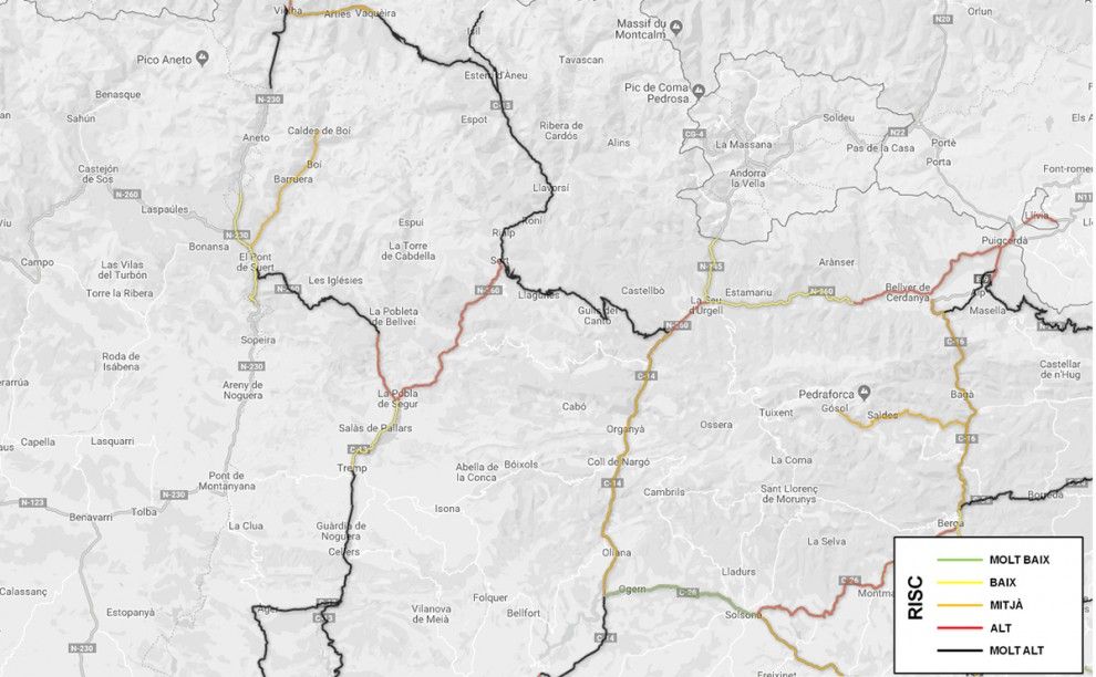 Trams de risc a les carreteres del Pallars