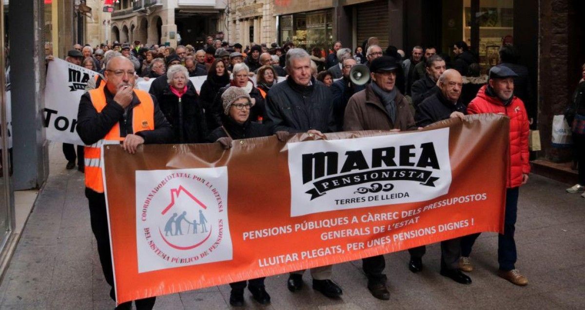 Imatge de la manifestació de Lleida per les pensions