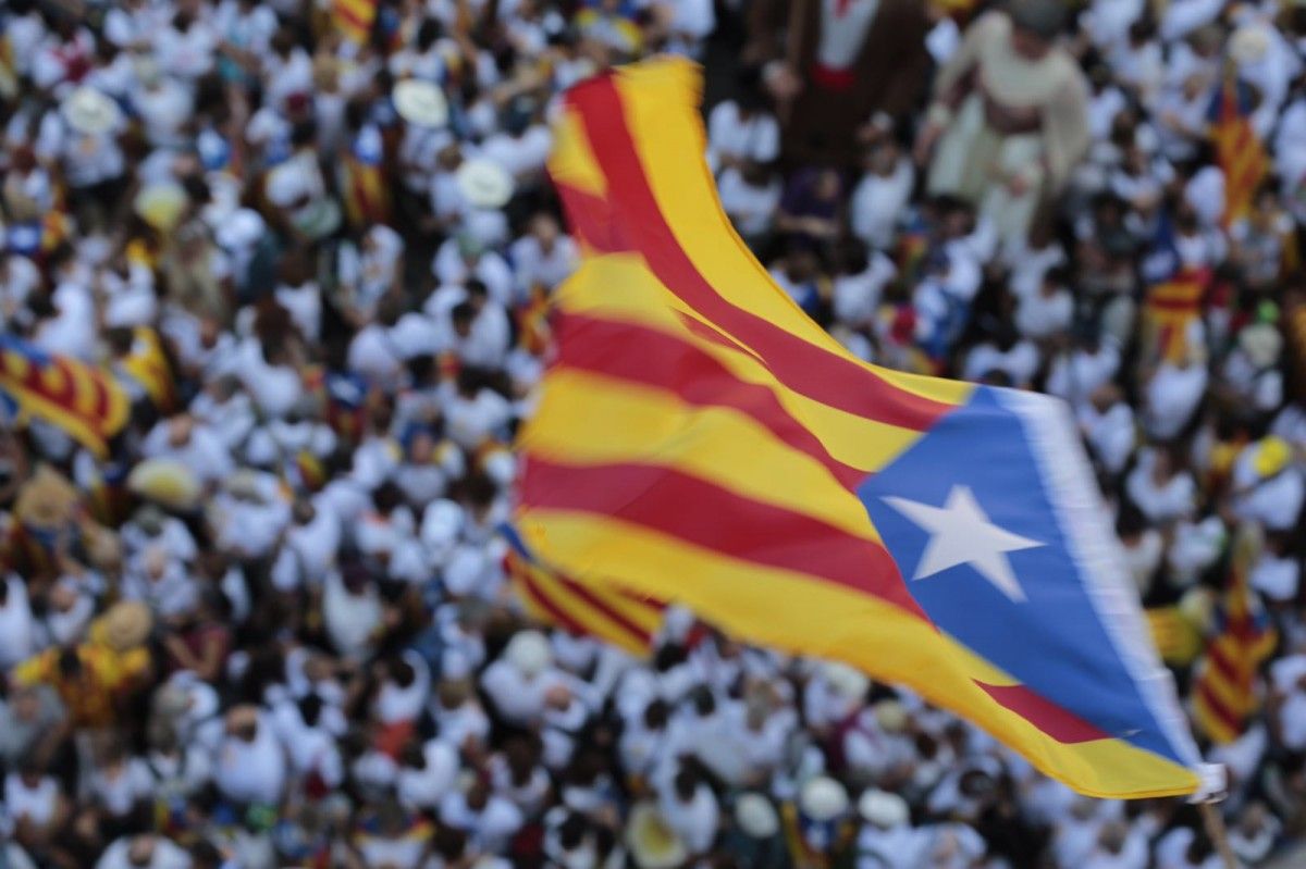 Una estelada en una manifestació independentista