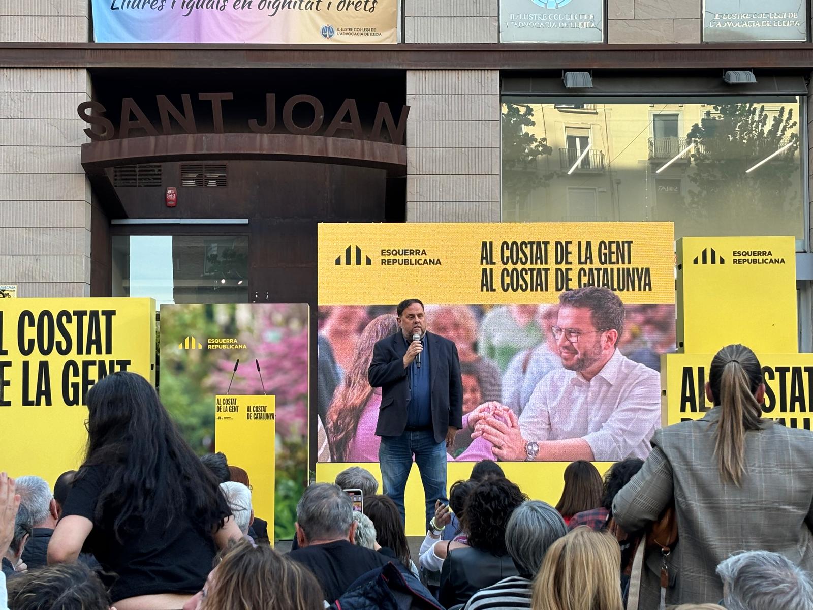 Oriol Junqueras a l'acte d'ERC a la Plaça Sant Joan de Lleida