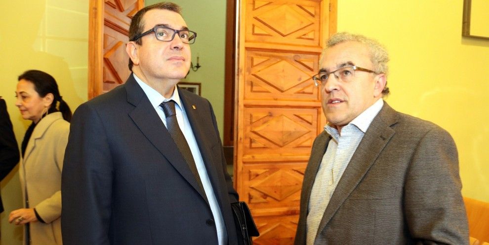 Jordi Jané, amb l'alcalde de les Borges, Enric Mir