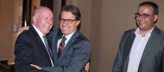 Artur Mas amb el Síndic d'Aran Carlos Barrera en presència de Moga