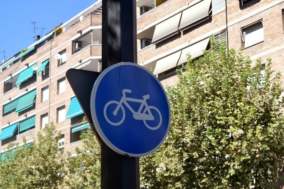 Senyal d'un carril bici a Lleida