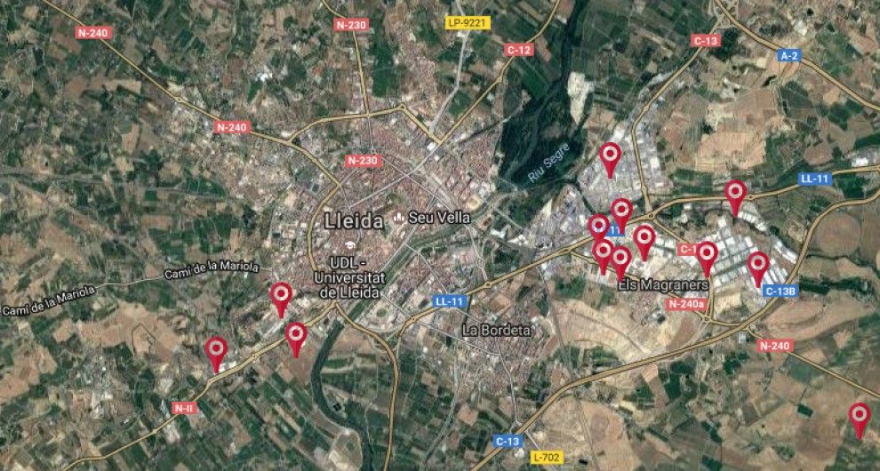 Mapa de la ciutat de Lleida