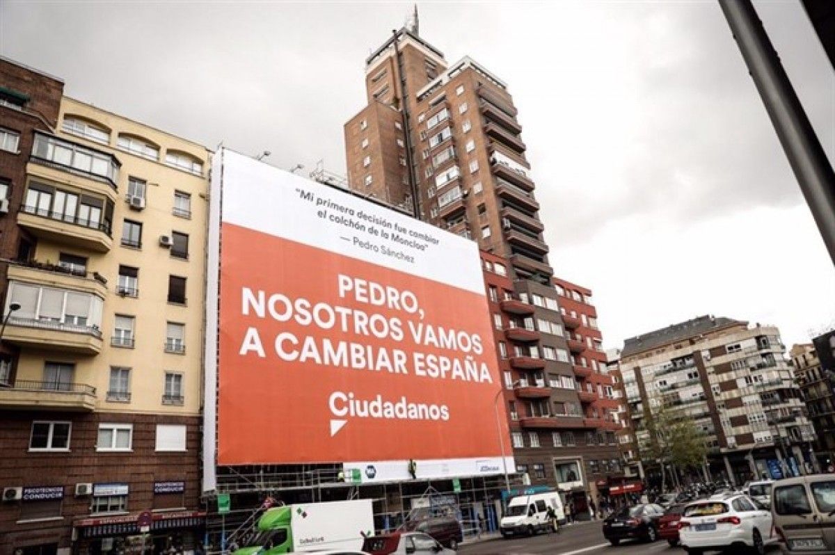 La pancarta de Ciutadans, a Madrid