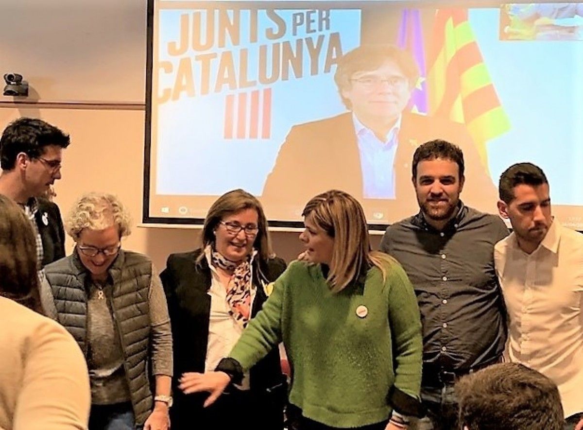Carles Puigdemont, en videoconferència, en l'acte de JxCat a Lleida