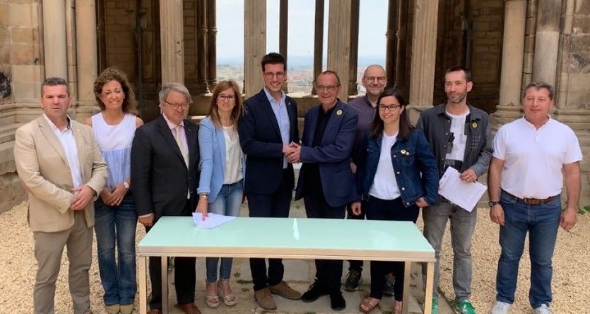 Imatge de l'acord entre ERC i Junts per Lleida