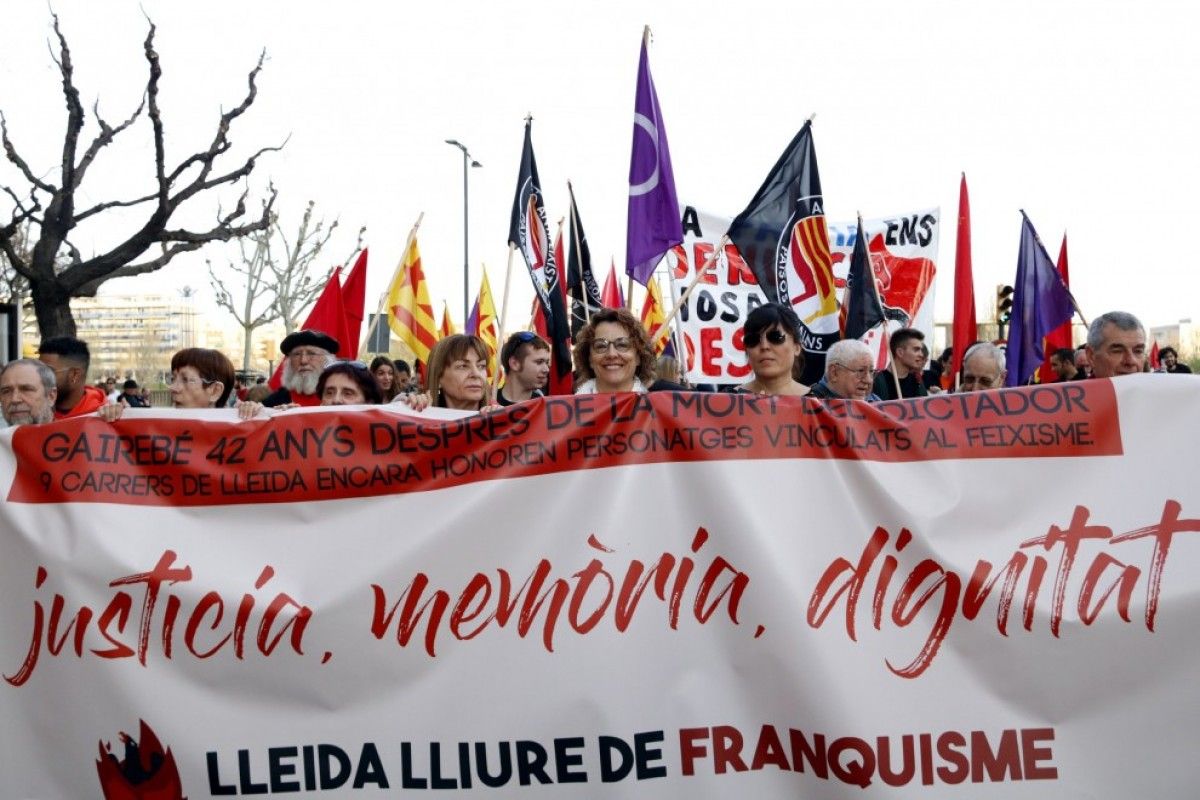 Imatge de la mobilització contra els carrers franquistes