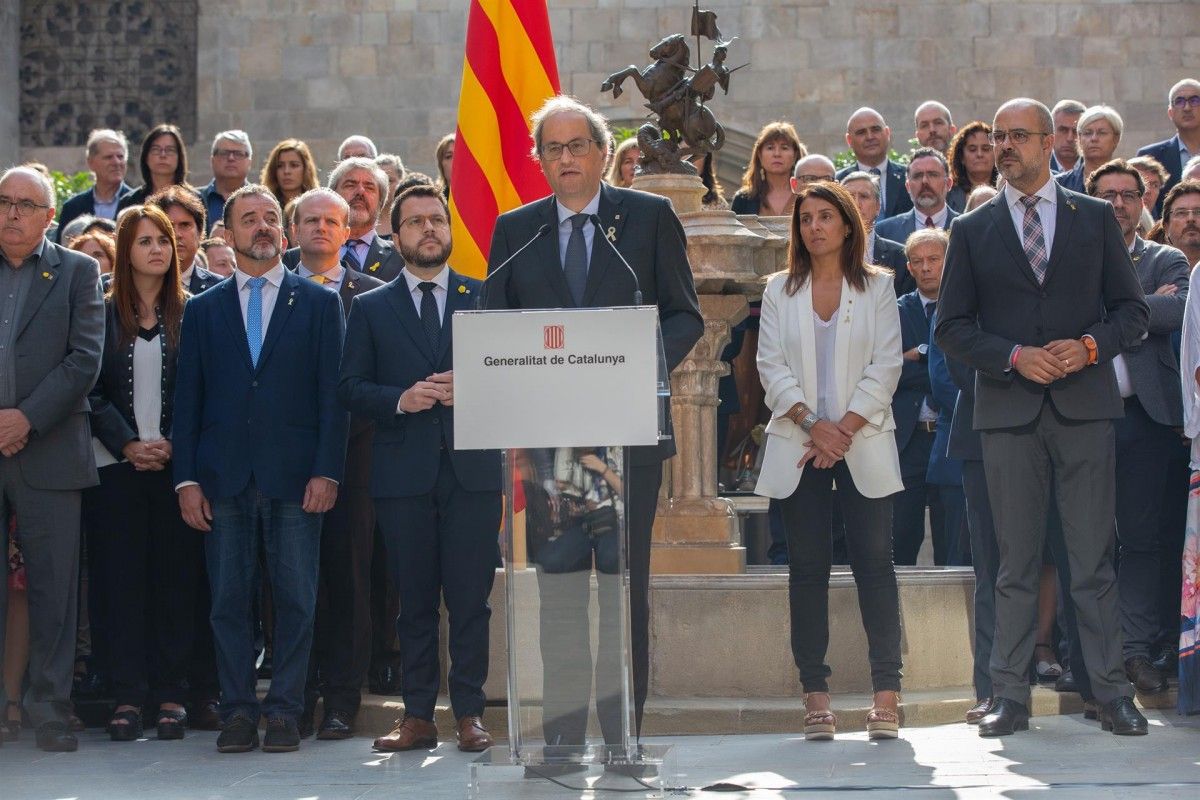 El president de la Generalitat, Quim Torra, aquest dimarts al Pati dels Tarongers
