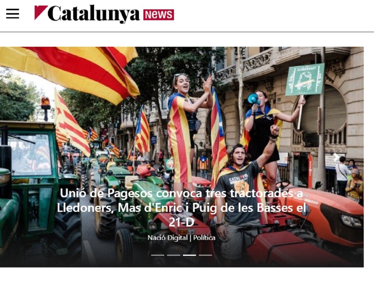 Portada de «Catalunya News», amb una notícia de NacióDigital destacada.