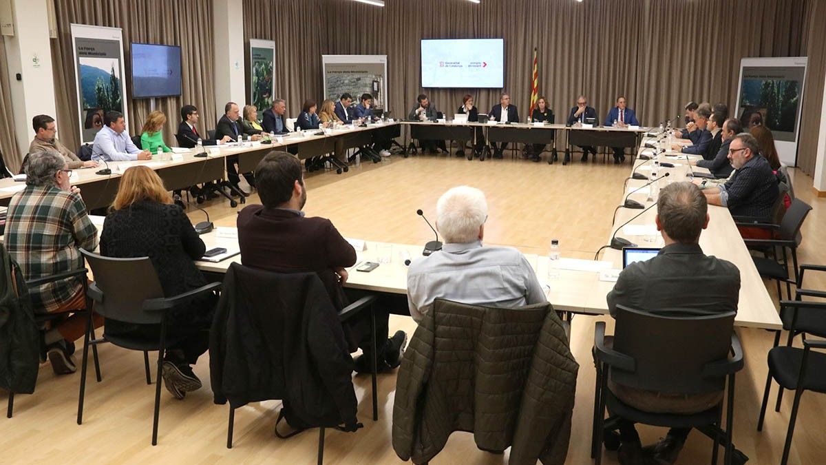 La comissió de seguiment del Pla Rodalies de Lleida aquest divendres a la Diputació de Lleida.