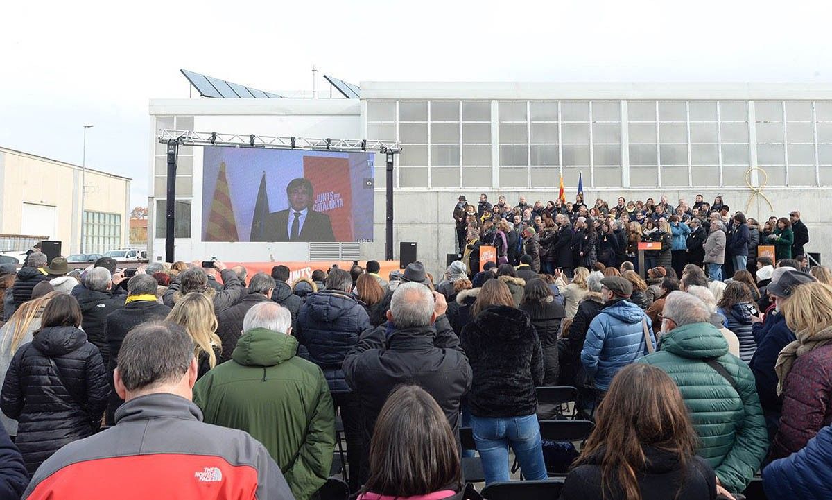 Carles Puigdemont durant l'acte de Junts per Catalunya