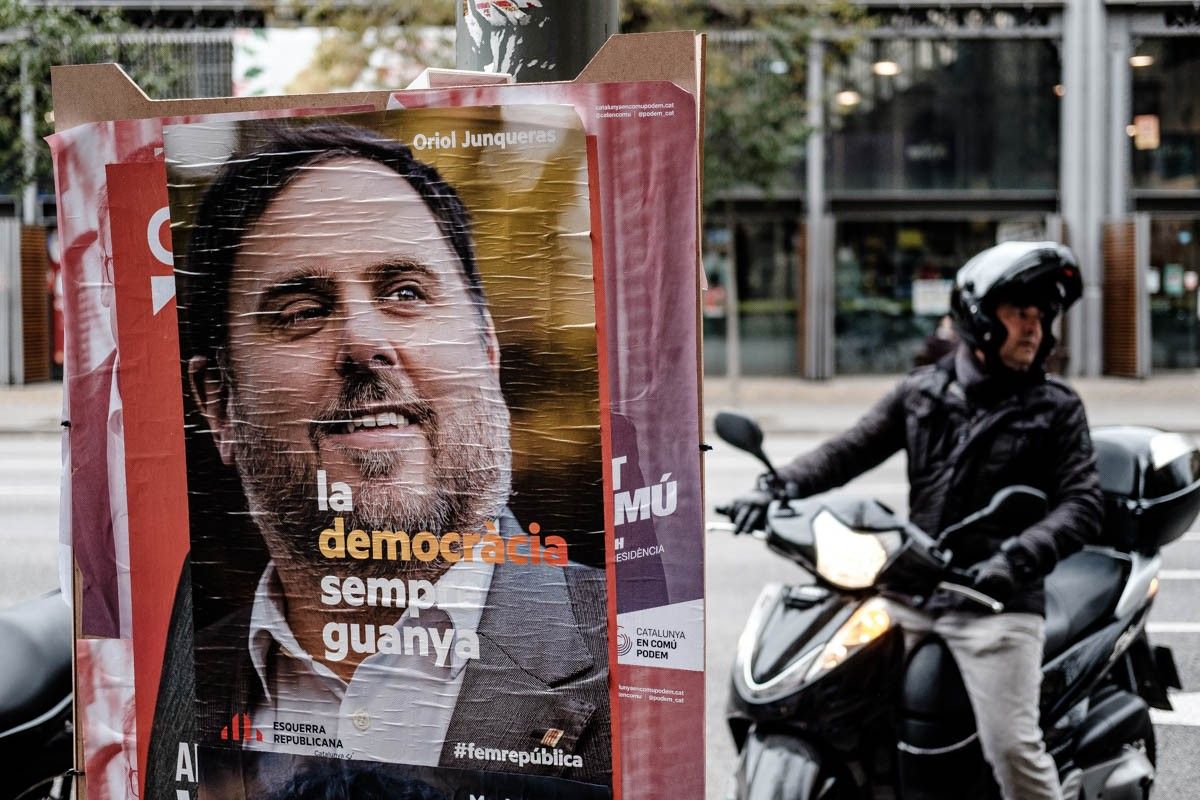 Oriol Junqueras, en un cartell electoral