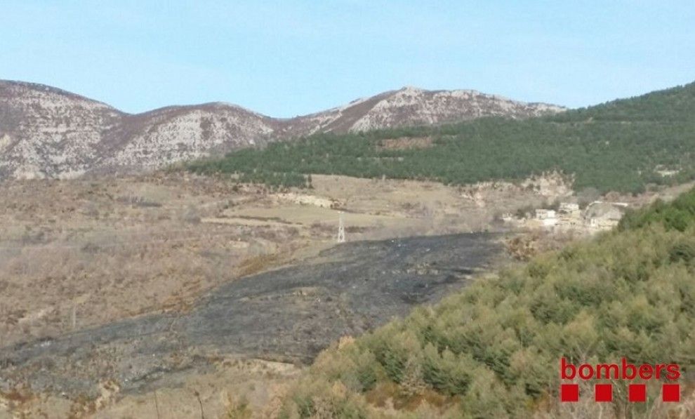 La zona afectada pel foc a l'Espluga de Serra