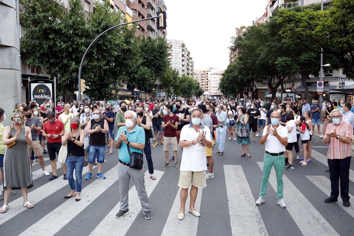 Manifestació a Lleida contra el confinament